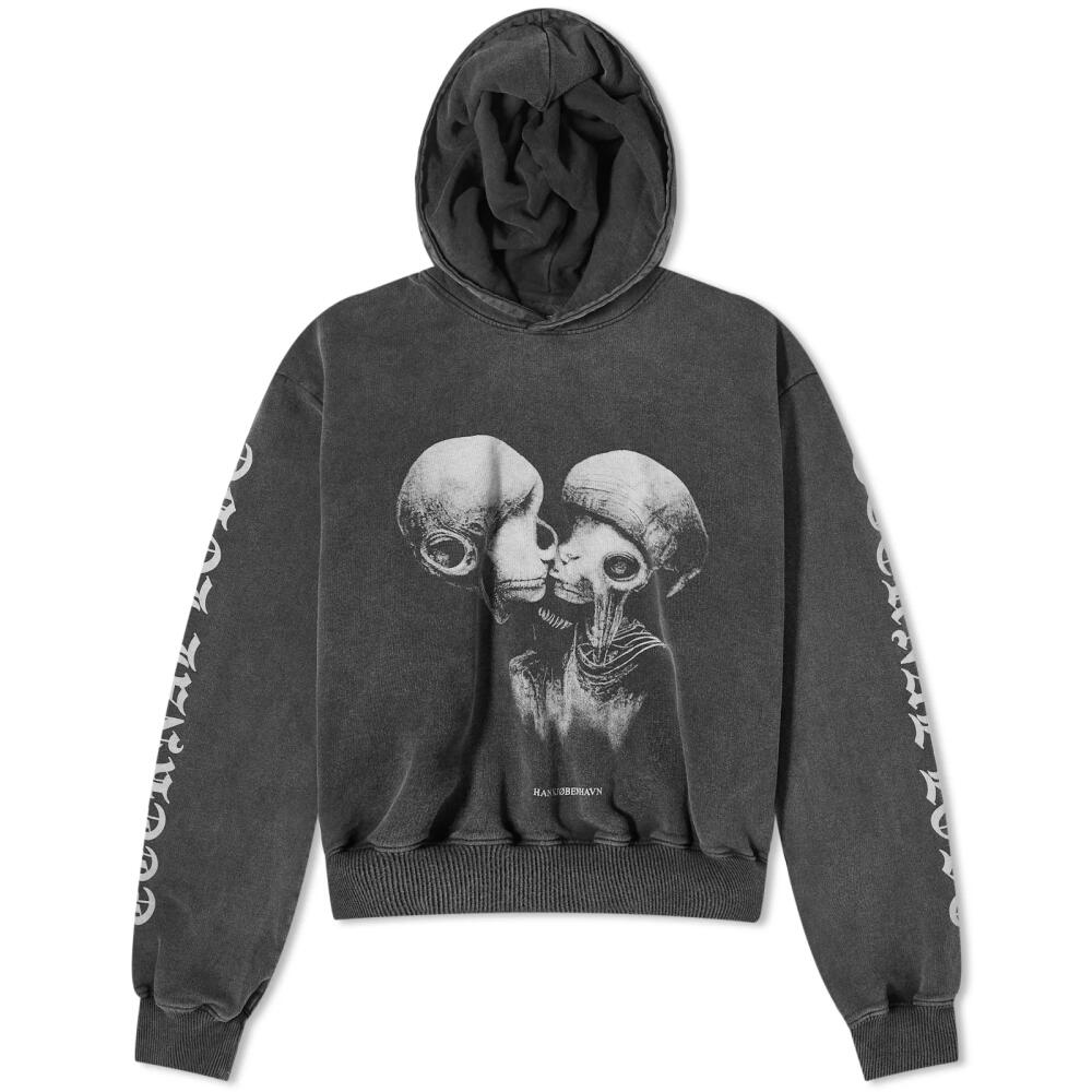 Han Kjobenhavn Men's Aliens Kissing Cropped Hoodie in Dark Grey Cover