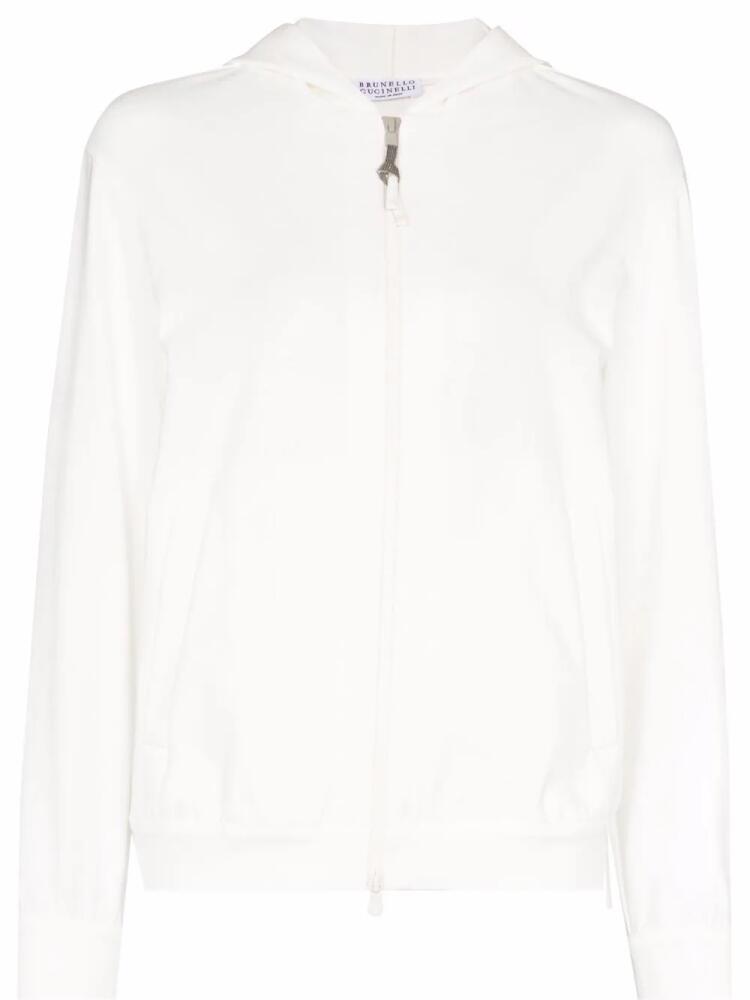 Brunello Cucinelli two-way zip-up hoodie - White Cover