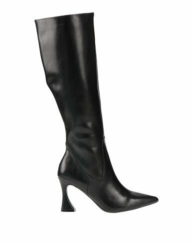 Francesco Milano Woman Boot Black Leather Cover