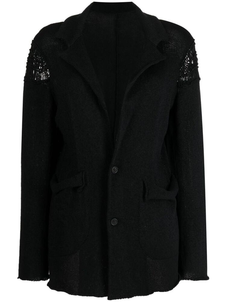 Yohji Yamamoto long-sleeve knitted cardi-coat - Black Cover