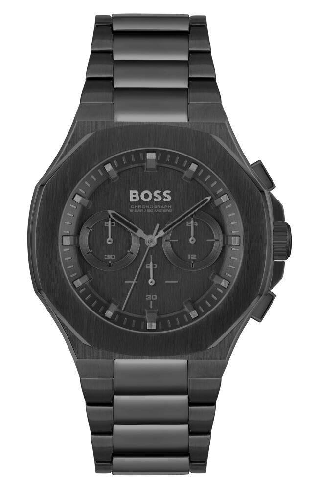 BOSS Taper Chronograph Bracelet Watch, 45mm in Black Cover