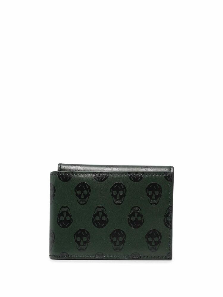 Alexander McQueen skull-print leather wallet - Green Cover