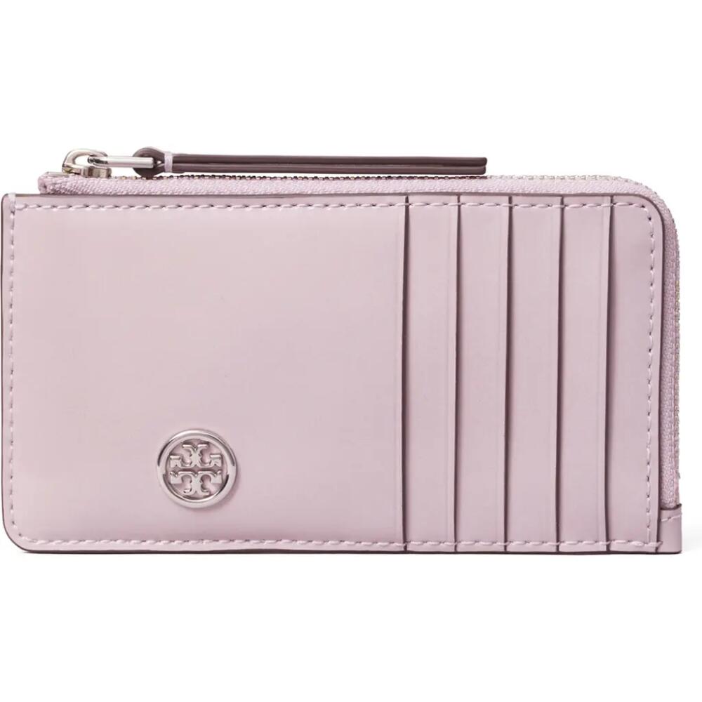 Tory Burch Robinson Spazzolato Leather Card Case in Primrose Cover