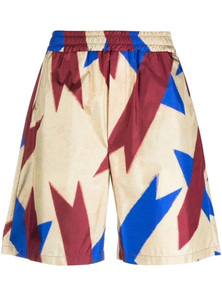 Pierre-Louis Mascia abstract-print silk shorts - Neutrals Cover