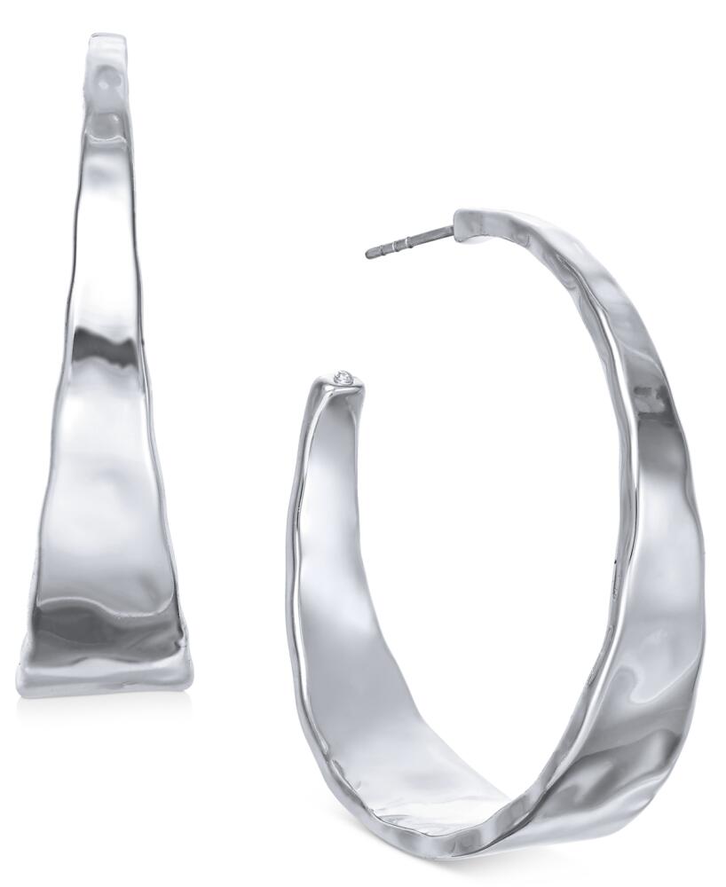 Style & Co Hammered Metal Medium Hoop Earrings 1-.5", Created for Macy's - Silver Cover