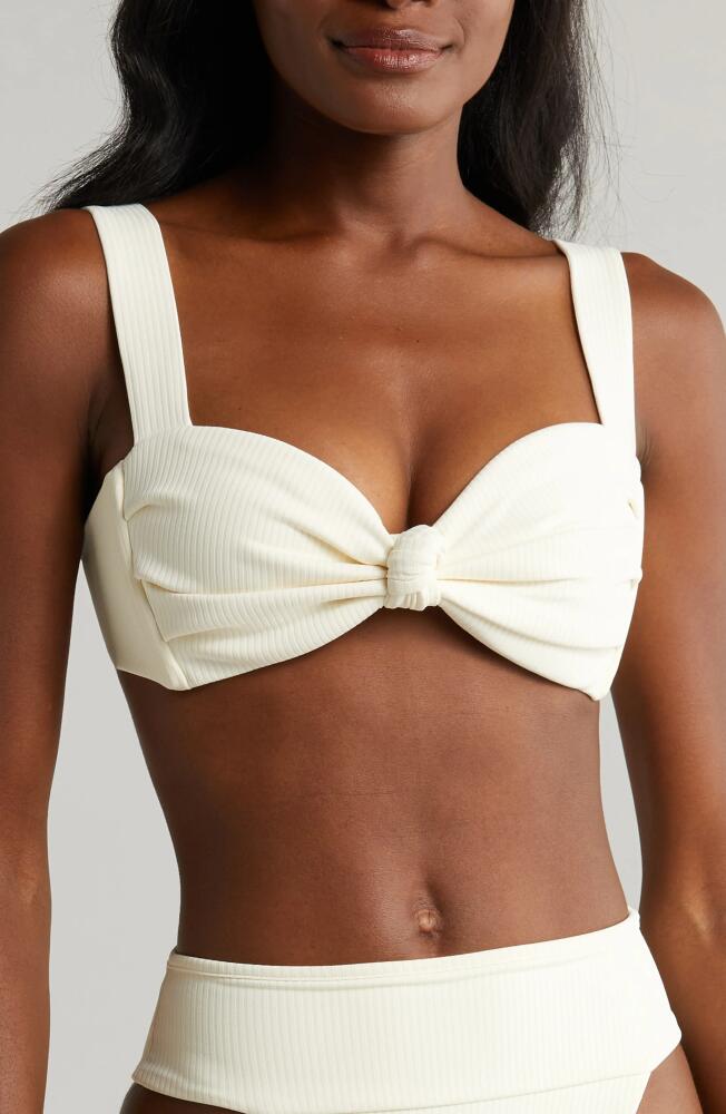 MONTCE Hayden Knotted Rib Bikini Top in Cream Rib Cover