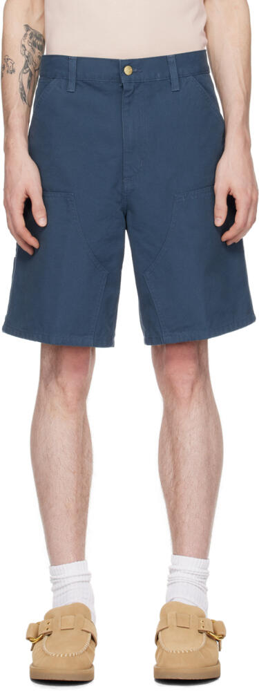 Carhartt Work In Progress Blue Double Knee Shorts Cover