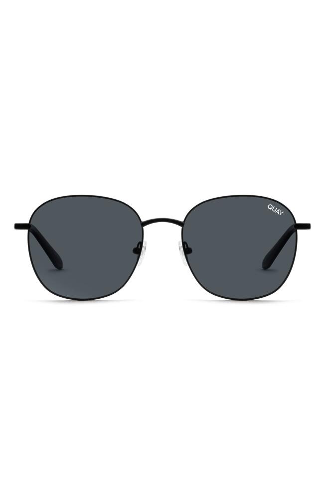 QUAY Jezabell 53mm Polarized Round Sunglasses in Black /Smoke Polarized Lens Cover