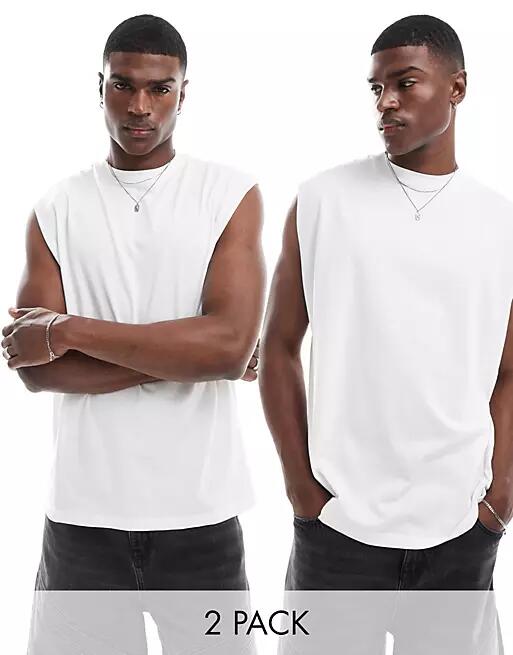 Another Influence 2 pack oversized tank tops in white Cover