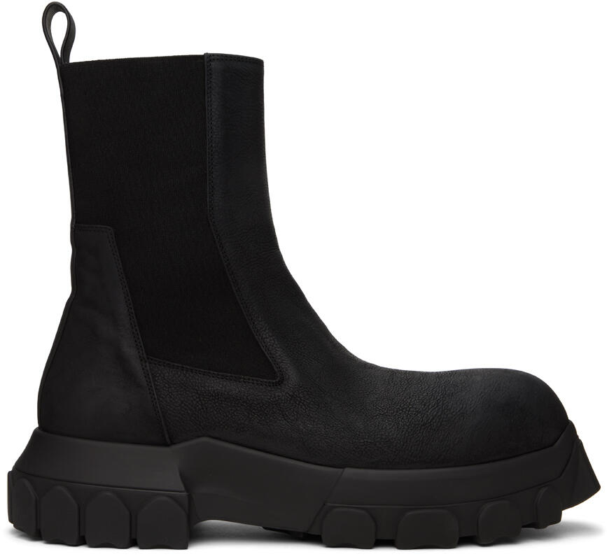 Rick Owens Black Beatle Bozo Tractor Chelsea Boots Cover