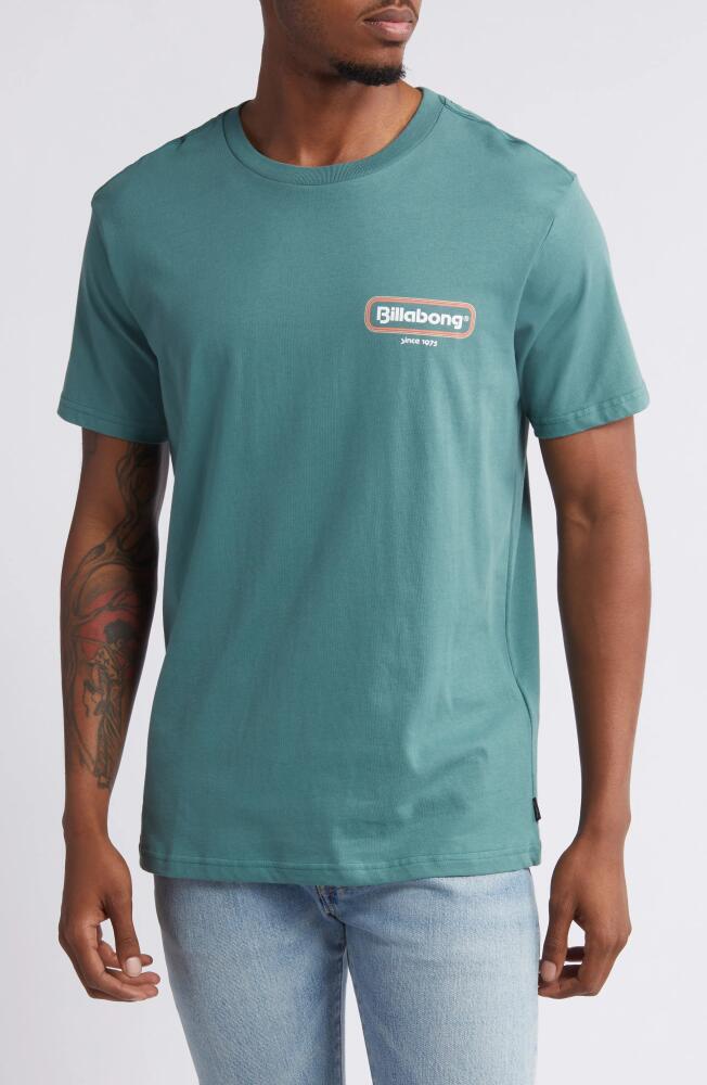 Billabong Walled Logo Cotton Graphic T-Shirt in Marine Green Cover