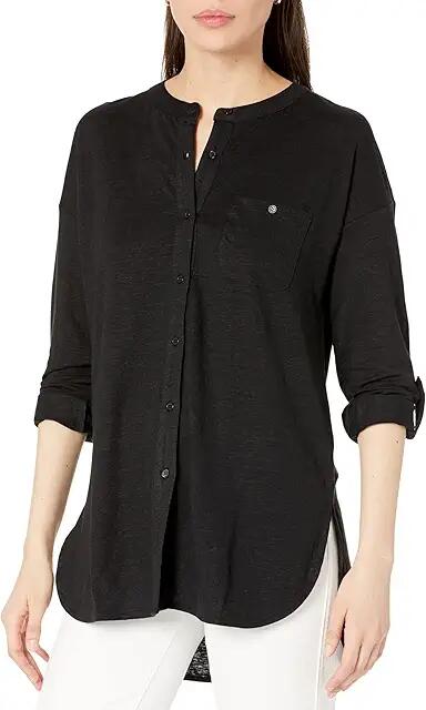 Lysse Lynwell Linen Jersey Shirt (Black) Women's Clothing Cover