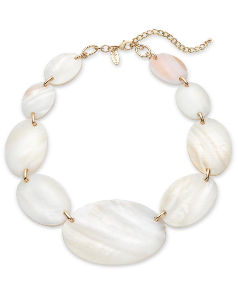 Style & Co Gold-Tone Rivershell Statement Necklace, 18-1/2" + 3" extender, Created for Macy's - White Cover