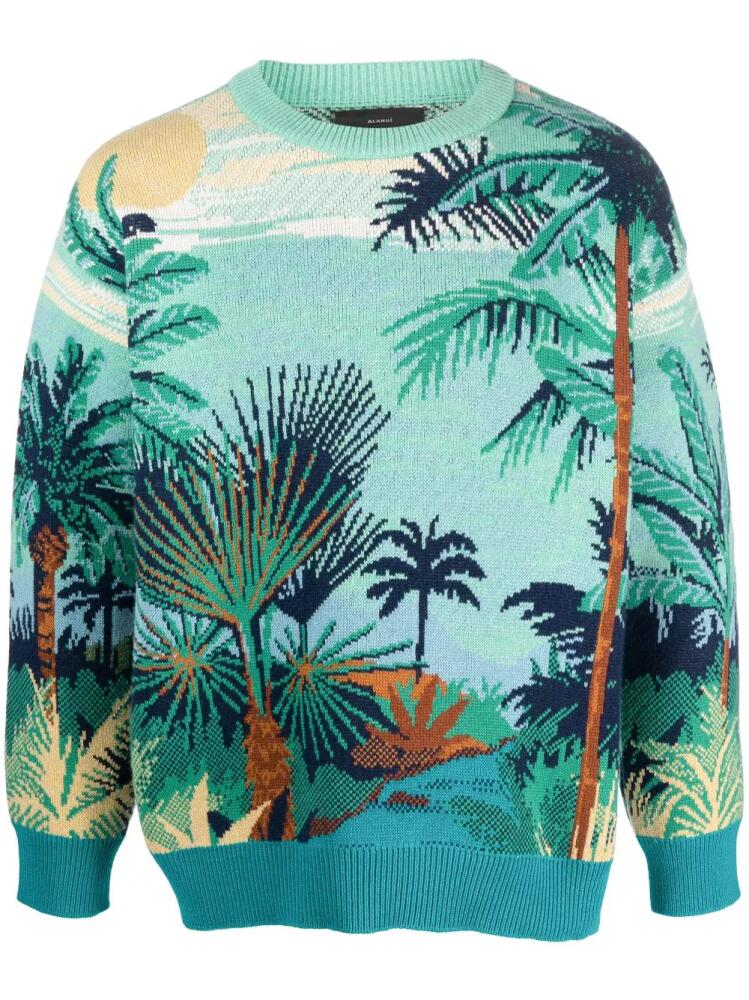 Alanui palm tree-print jumper - Blue Cover