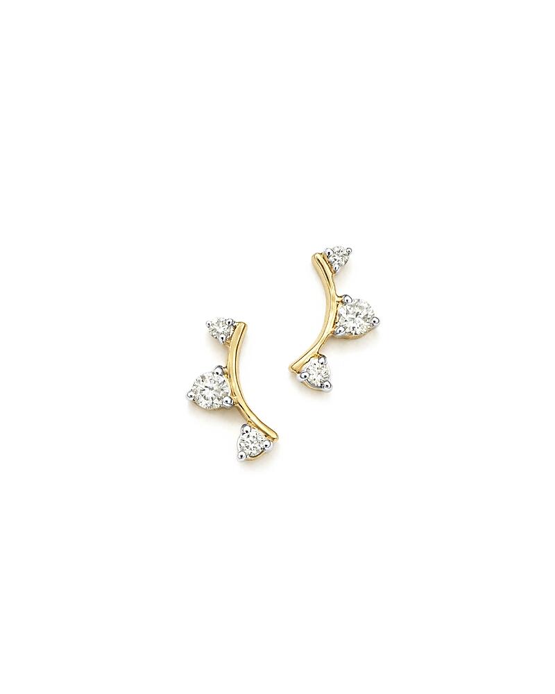 Adina Reyter 14K Yellow Gold Diamond Amigos Curved Triple Diamond Stud Earrings Cover