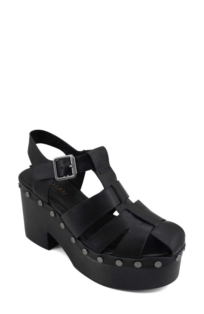 Artisan Crafted By Zigi Lorenza Platform Fisherman Sandal in Black Leather Cover