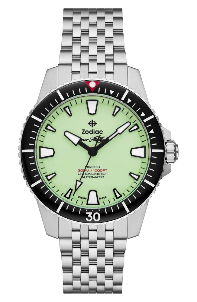 Zodiac Pro Diver Bracelet Watch, 42mm in Silver Cover