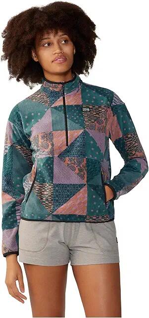 Mountain Hardwear Novelty Microchill Pullover (Dark Quartz Quilt Print) Women's Clothing Cover