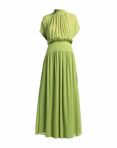 Max Mara Studio Woman Maxi dress Acid green Silk Cover