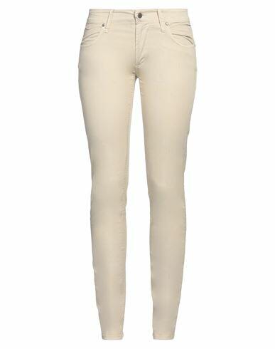 (+) People Woman Pants Beige Cotton, Elastane Cover