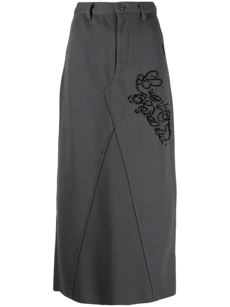 izzue embroidered-detail jersey midi skirt - Grey Cover