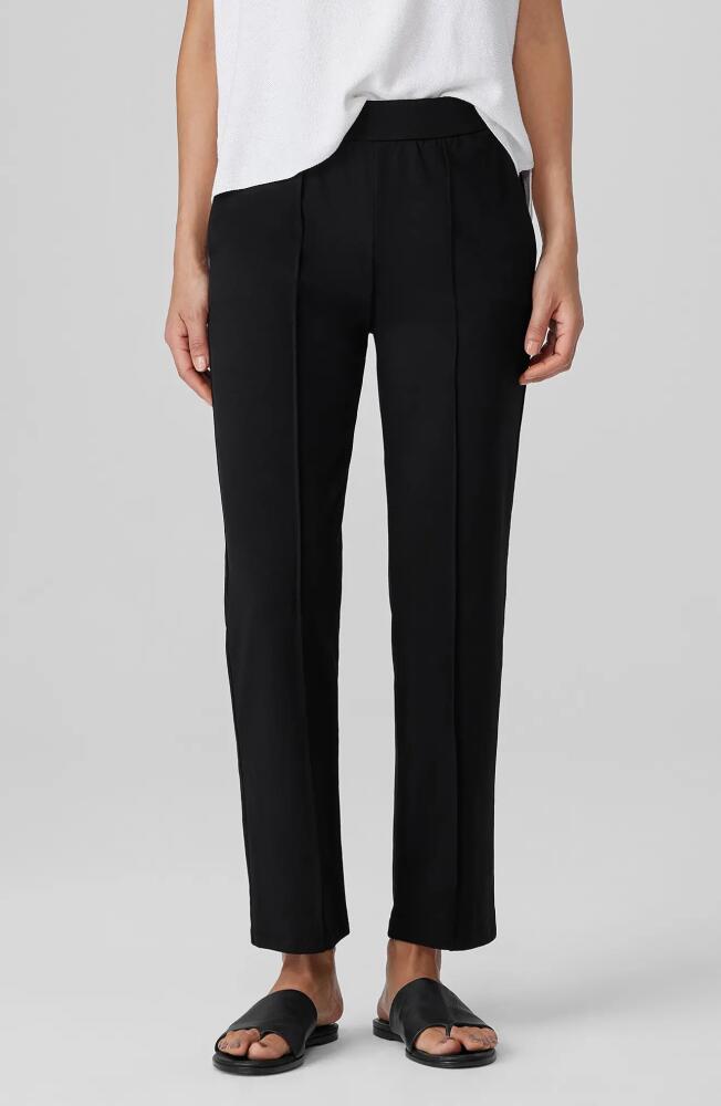 Eileen Fisher Pintuck Pleat Straight Leg Ankle Pants in Black Cover