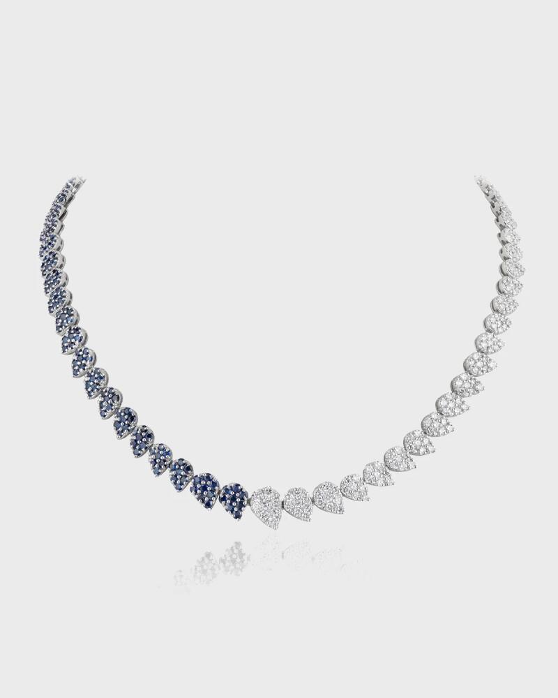 Andreoli 18k White Gold Half Diamond & Sapphire Necklace Cover