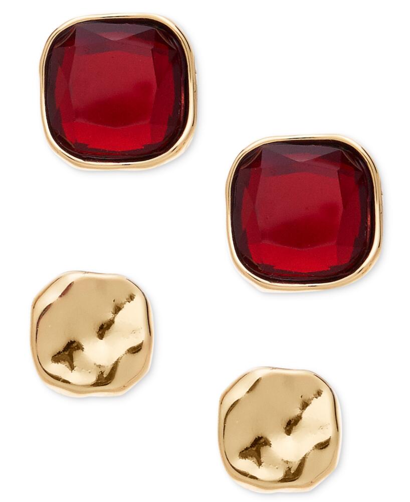 Style & Co 2-Pc. Set Colored Stone Square Stud Earrings, Created for Macy's - Red Cover