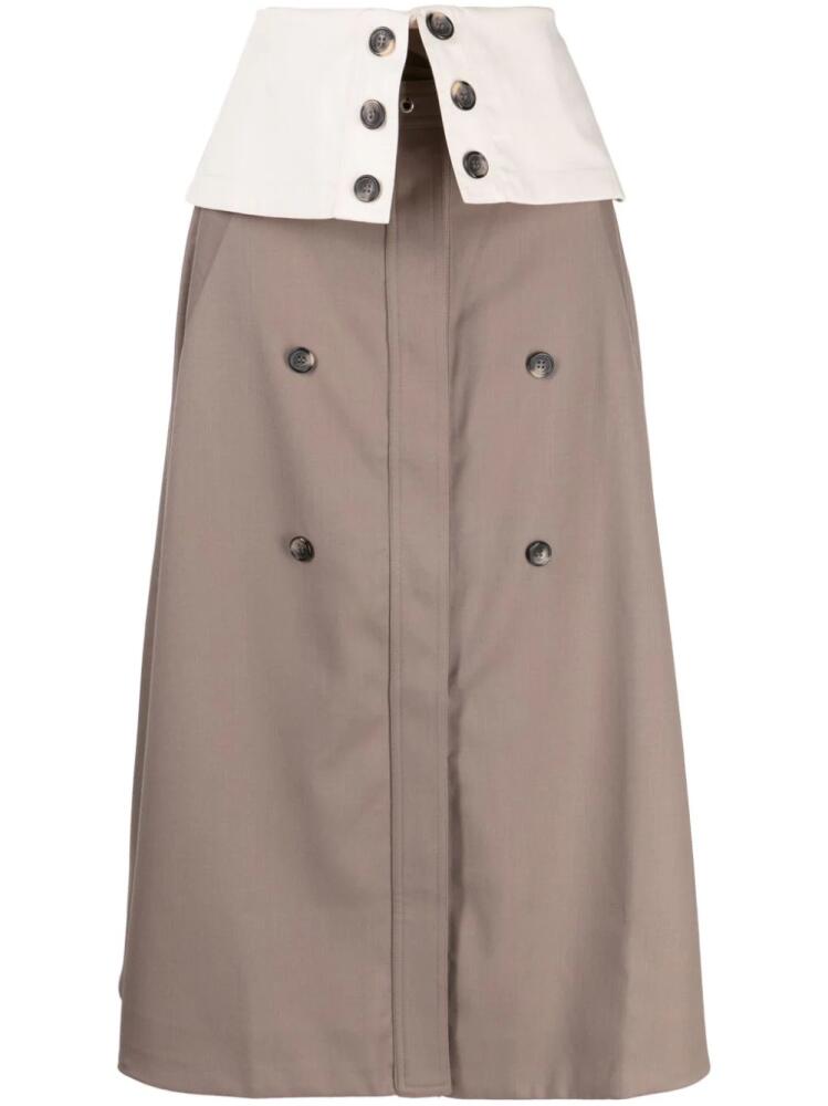 Rokh button-flap midi skirt - Brown Cover