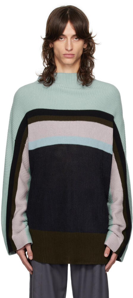 Kiko Kostadinov Blue & Gray Essick Stripe Sweater Cover