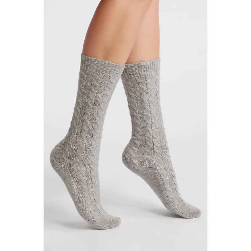 Nordstrom Cable Crew Socks in Grey Cover