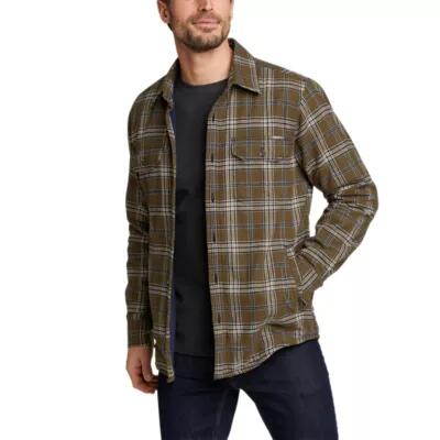 Eddie Bauer Men's Eddie's Field Flannel Fleece-Lined Shirt Jacket Cover