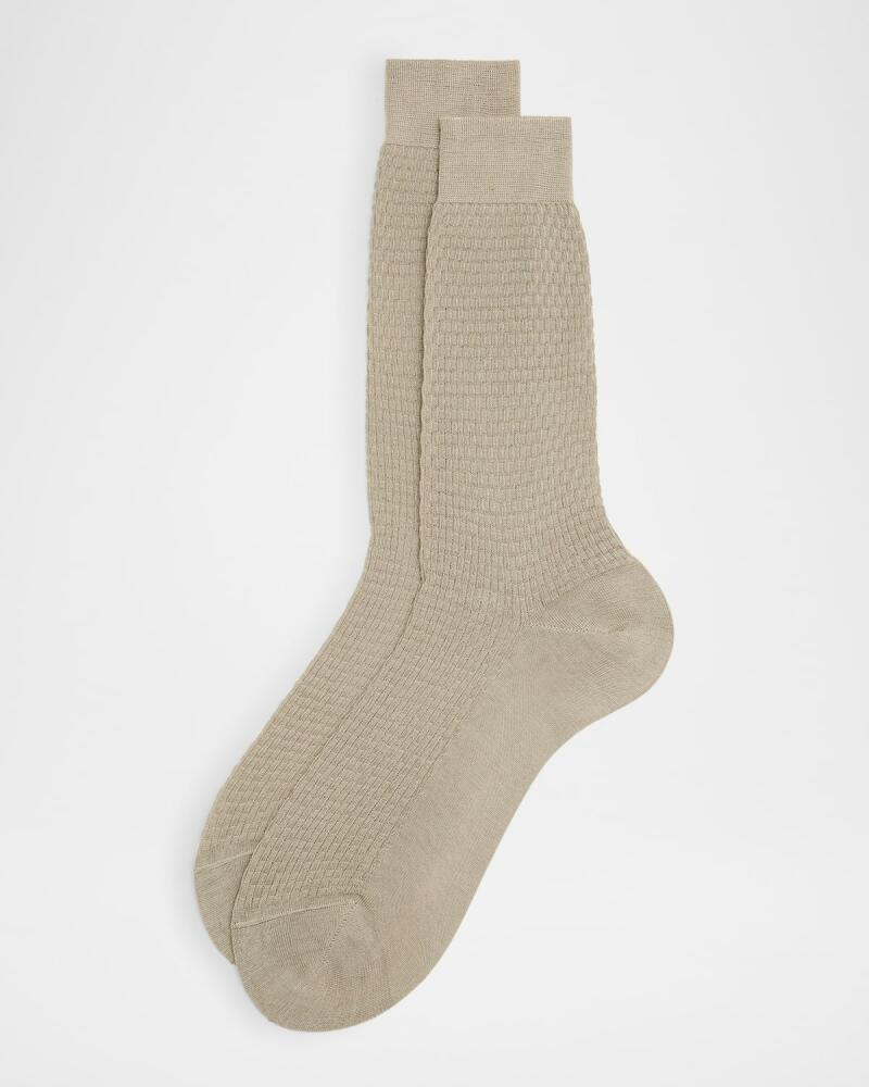 Brioni Men's Trama Stitch Cotton Crew Socks Cover