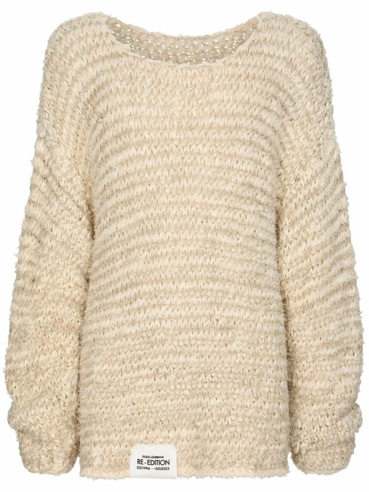 Dolce & Gabbana open-knit round-neck jumper - Neutrals Cover