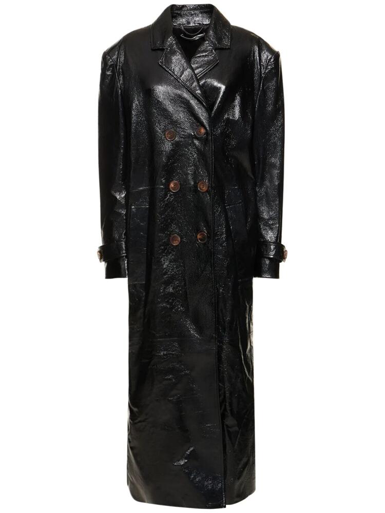 ALESSANDRA RICH Oversize Patent Leather Long Coat Cover