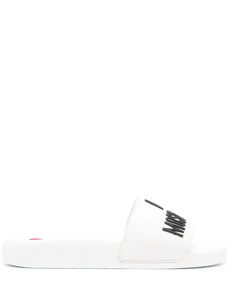 Love Moschino logo-strap pool slides - White Cover