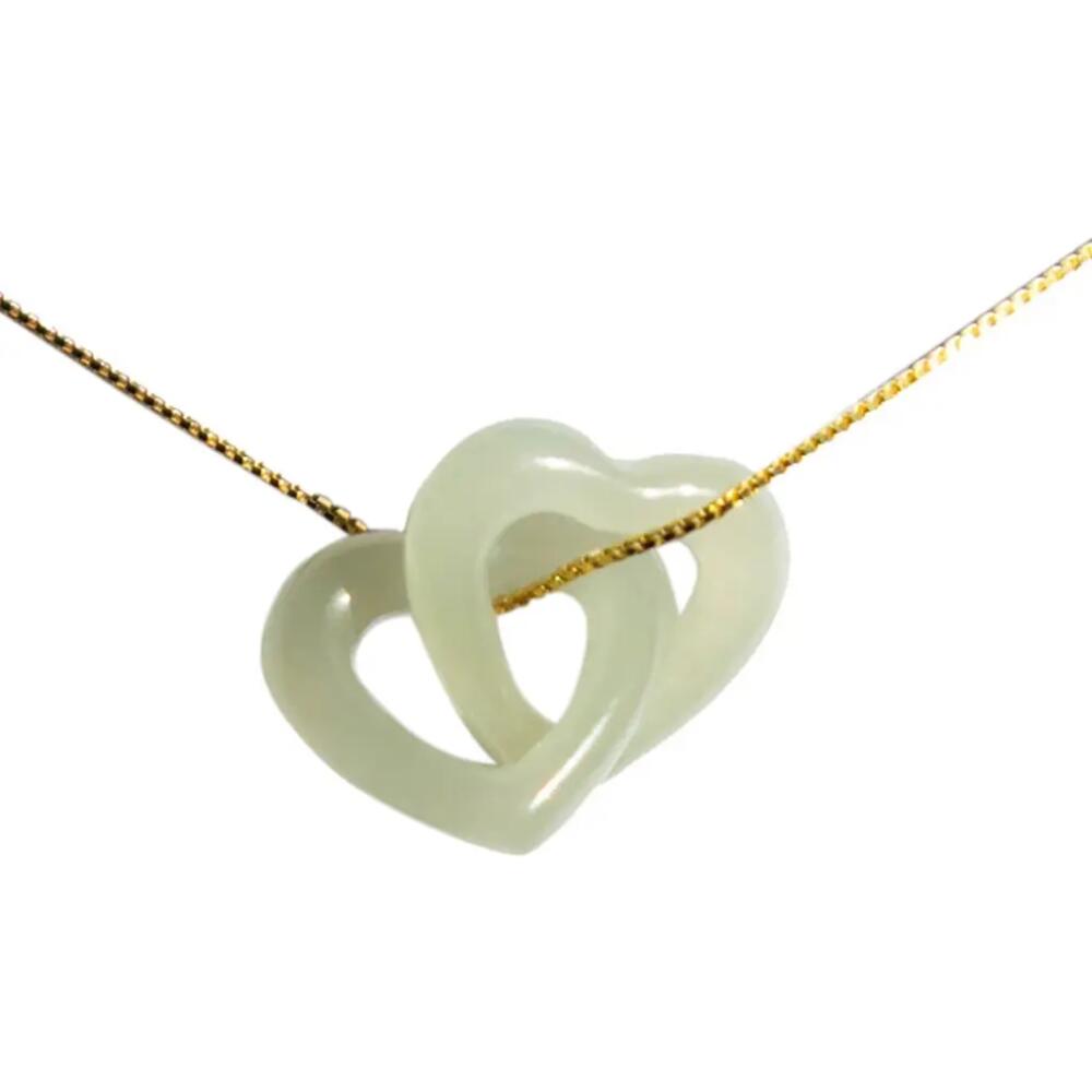 seree The hearts Interlocking jade pendant necklace in Light Green Cover