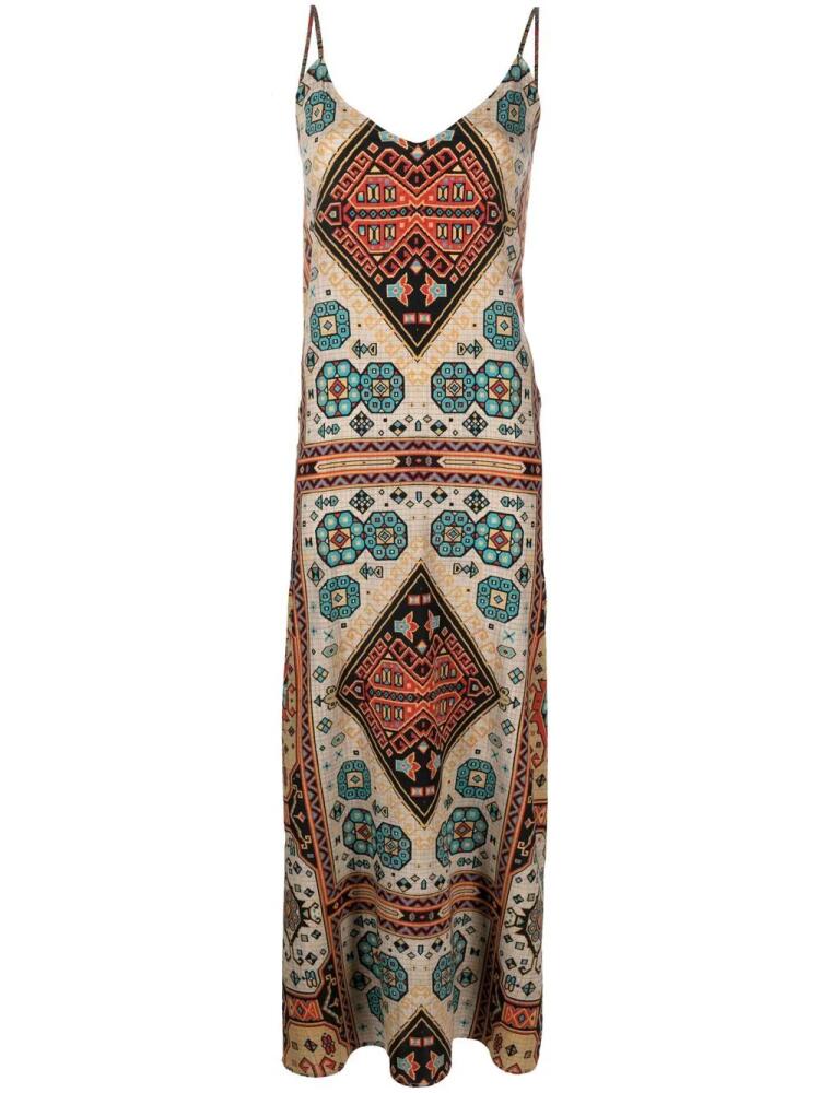 Pierre-Louis Mascia silk graphic-print maxi dress - Neutrals Cover