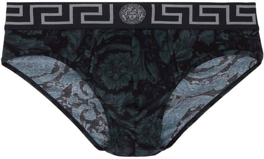 Versace Underwear Black & Gray Barocco Briefs Cover