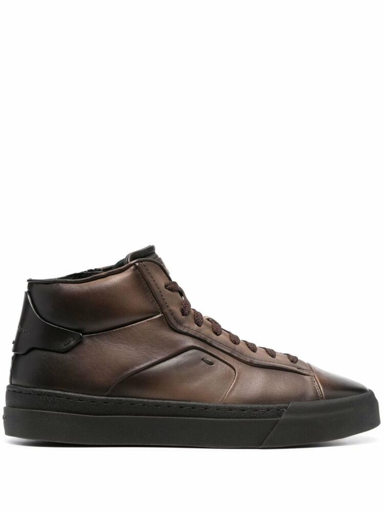 Santoni brushed-finish high-top sneakers - Brown Cover