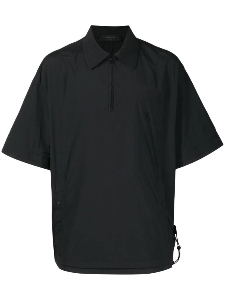 SONGZIO logo-embroidered zip-up polo shirt - Black Cover