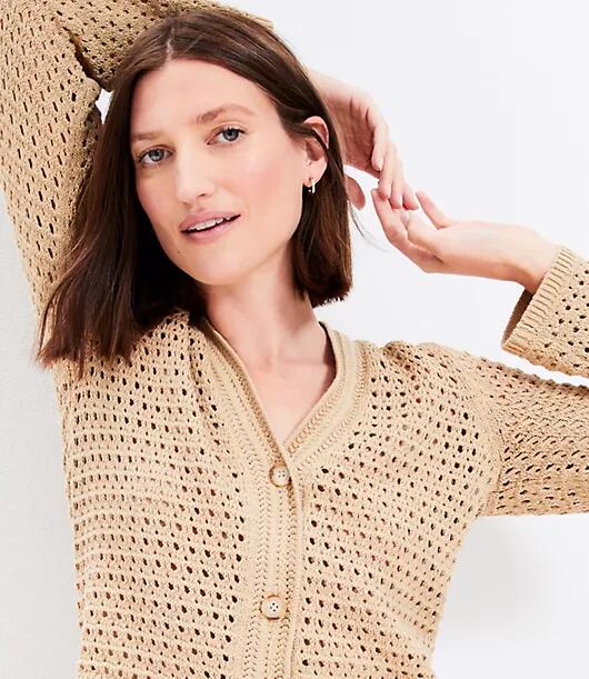 Loft Chunky Mesh Stitch V-Neck Cardigan Cover