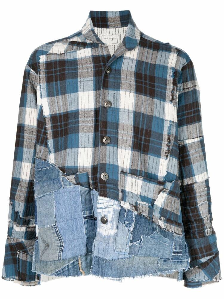 Greg Lauren denim-panel patchwork shirt - Blue Cover