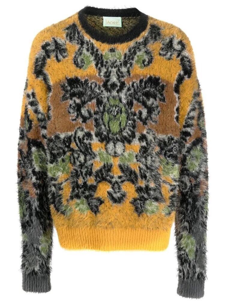 Aries Fleur patterned-jacquard jumper - Yellow Cover