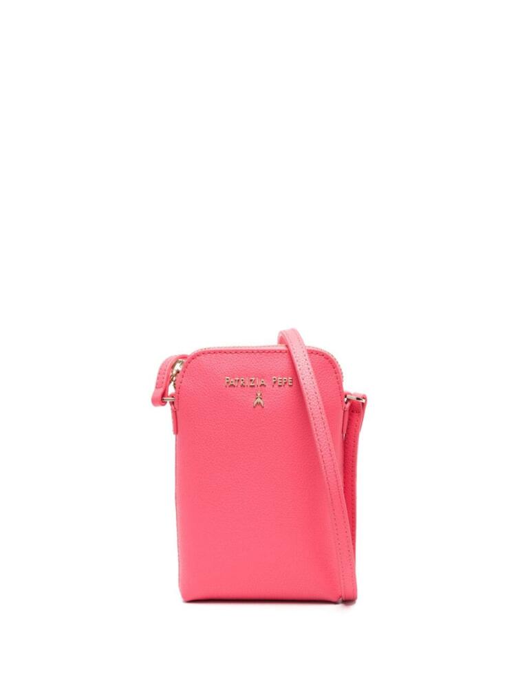 Patrizia Pepe logo-appliqué leather crossbody bag - Pink Cover