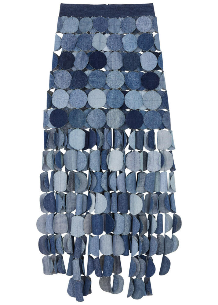 A.W.A.K.E Mode Laser-cut Denim Maxi Skirt - Blue Cover