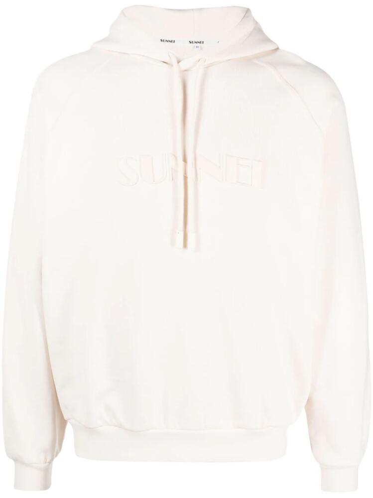 Sunnei embroidered-logo cotton hoodie - Neutrals Cover