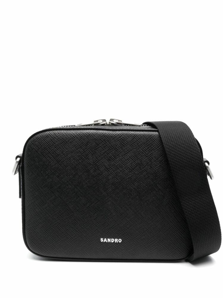 SANDRO mini logo-print messenger bag - Black Cover