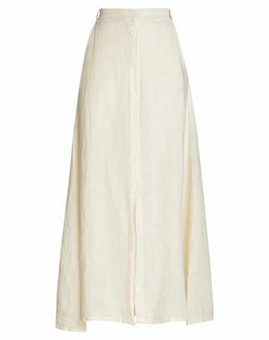 8 By Yoox Linen Button-front Midi Skirt Woman Maxi skirt Ivory Linen Cover