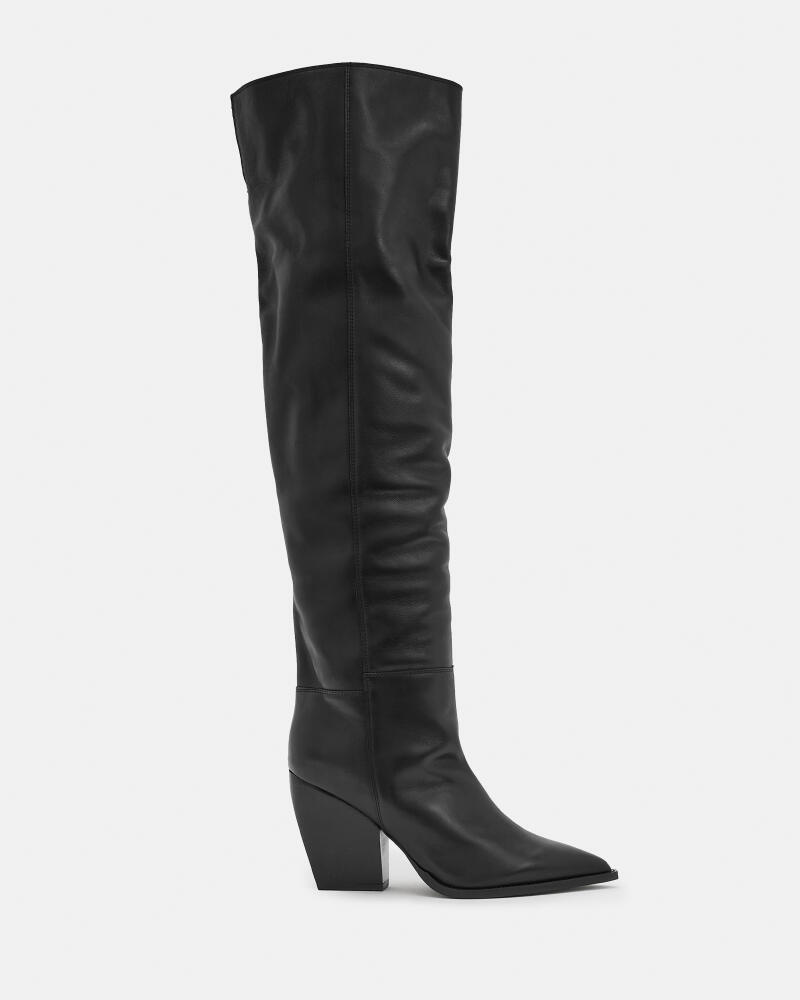 AllSaints Reina Knee High Pointed Leather Boots Cover